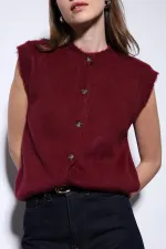 Antioch Burgundy Textured Women's Knitted Vest