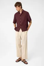 Antioch Burgundy 100% Linen Relaxed Men's Shirt