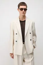 Veste blazer pour homme Antioch Cream en mélange modal, coupe décontractée