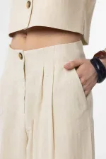 Antioch Natural Linen Blend Women's Culotte Pants