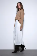 Jupe midi en satin blanc Antioch