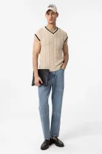 Antioch Taş 100% Pamuk Örgü Erkek Yelek