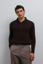 Pull pour homme à col boutonné Antioch Coffee