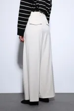 Antioch Ecru Pleated Palazzo Women's Trousers