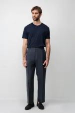 Antioch Lacivert Lyocell Relaxed Fit Pileli Erkek Pantolon