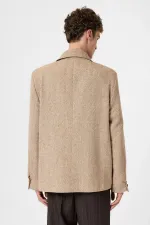 Blazer oversize pour homme, beige à chevrons, style Antioch
