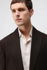 Antioch Dark Brown Relax Fit Linen Blend Men's Blazer Jacket