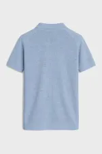 T-shirt homme à col polo texturé en maille bleue Antioch