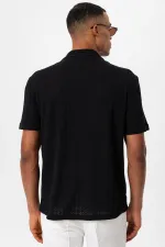Chemise homme à col Apache noir Antioch en maille