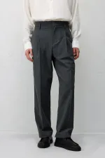 Antioch Gri Relaxed Fit Pileli Erkek Pantolon Antioch Gri Relaxed Fit Pileli Erkek Pantolon