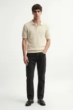 T-shirt homme Antioch à col polo texturé en maille d'os