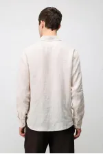 Antioch Bej 100% Keten Relax Fit Erkek Gömlek