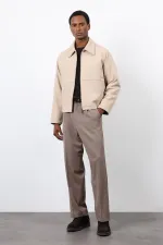 Antioch Bej Regular Fit Dokulu Erkek Mont