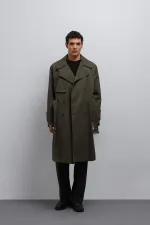 Trench-coat Antioch Khaki coupe décontractée pour homme