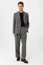 Antioch Grey Relax Fit Double-Breasted Men's Blazer Jacket