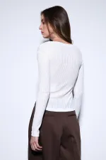 Antioch Beyaz Kruvaze Kadın Bluz