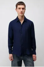 Antioch Navy Blue Crinkled Relax Fit Men's Shirt