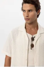 Chemise homme Antioch blanc cassé texturée au crochet