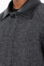 Antioch Black Wool Blend Contrast Collar Men's Coat