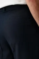 Antioch Lacivert Keten Karışımlı Erkek Baggy Pantolon