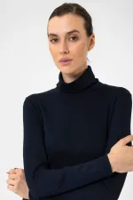 Antioch Lacivert Kadın Boğazlı Triko Kazak