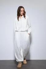 Antioch Off-White Voluminous Jacket and Sweatpants Set with Elasticated Hem