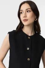 Gilet Antioch en lin mélangé noir pour femme