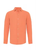 Antioch Salmon Collar Button Detail 100% Linen Men's Shirt