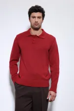 Pull basique pour homme à col polo rouge Antioch