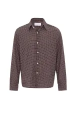 Chemise à carreaux Antioch Coffee pour homme, coupe décontractée