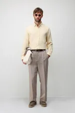 Antioch Yellow Linen Blend Relaxed Fit Men's Shirt