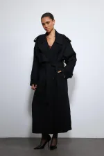 Antioch Black Oversize Belted Coat