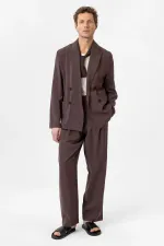 Antioch Kahve Relax Fit Diagonel İnce Erkek Blazer Ceket