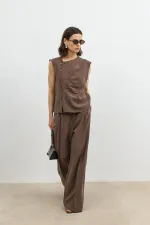 Pantalon large pour femme Antioch Coffee Lyocell Blend