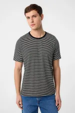 Antioch Siyah Regular Fit Çizgili Erkek T-Shirt