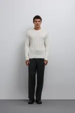 Pull en maille texturée blanc cassé Antioch pour homme