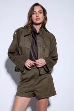 Antioch Haki Süet Görünümlü Bomber Kadın Mont