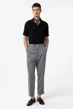 Antioch Grey High-Waisted Italian-Fit Pleated Men's Trousers