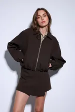 Veste bomber zippée Antioch Coffee pour femme