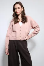 Gilet Antioch rose poudré en laine mélangée