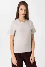 Antioch Taş Kadın Bisiklet Yaka Basic T-Shirt