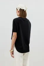 Antioch Siyah Dökümlü Kadın T-Shirt