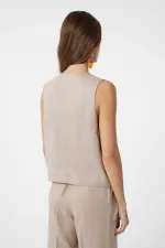 Antioch Beige Linen Blend Women's Tailor Vest
