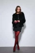 Manteau en fausse fourrure noire Antioch