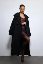 Antioch Black Oversize Belted Coat