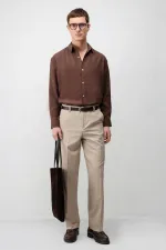 Antioch Kahve Modal Karışımlı Relax Fit Erkek Gömlek