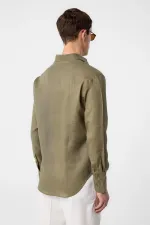 Antioch Khaki 100% Linen Comfort Fit Men's Shirt