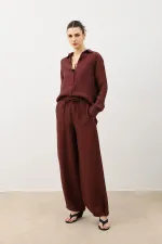 Pantalon drapé à jambes ajustables Antioch Burgundy pour femme