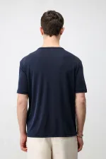 T-shirt homme Antioch bleu marine à col boutonné