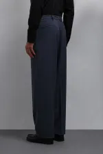 Antioch Koyu Lacivert Relax Fit Baggy Pilili Erkek Pantolon